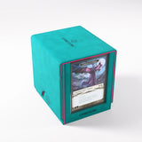 Gamegenic Sidekick PRO 100+ XL Convertible carrying case in teal and pink with adjustable compartments for trading cards and accessories.