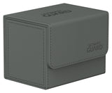 Ultimate Guard Sidewinder 80+ Xenoskin card storage case in gray, with a sleek compact design for card protection and organization.