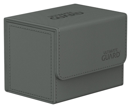 Ultimate Guard Sidewinder 80+ Xenoskin card storage case in gray, with a sleek compact design for card protection and organization.
