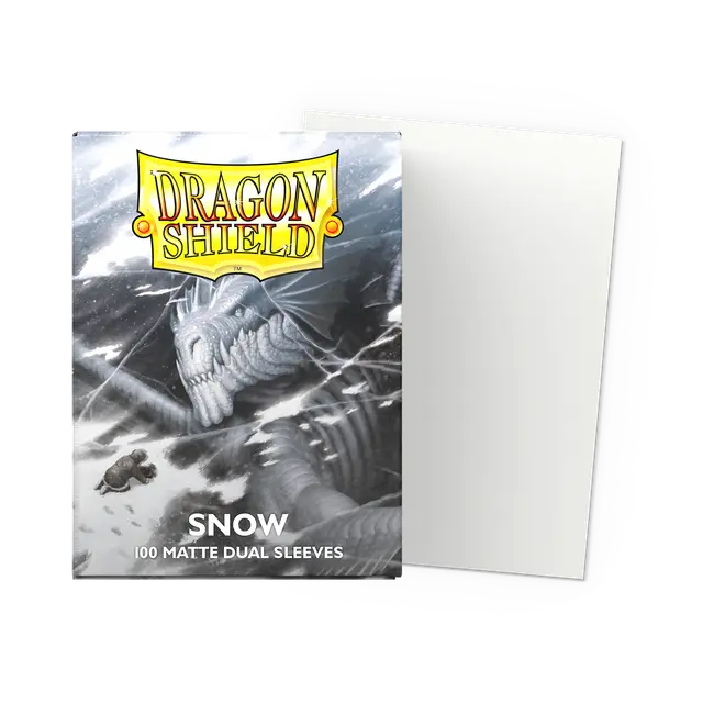 Dragon Shield Snow dual matte standard card sleeves, clear protective card sleeves for trading cards.