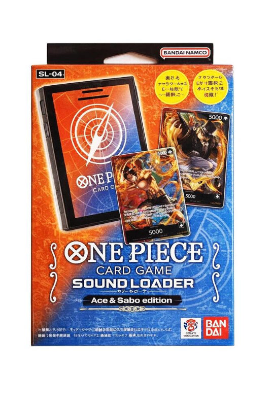 Bandai One Piece Sound Loader featuring Ace and Sabo, with detailed artwork of the popular characters from the series.