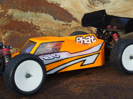 RC body for Phat Bodies Hammer Buggy with 225mm wheelbase, shown in a sleek design on a black background.