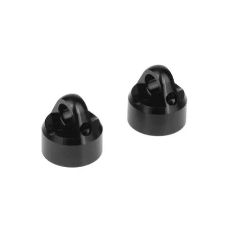Tekno 7075 aluminum shock caps set of 2, durable black shock caps for RC cars, high-quality lightweight aluminum.