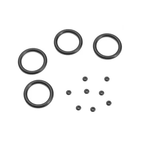 Tekno Emulsion O-ring set with multiple black rubber rings displayed on a white background.