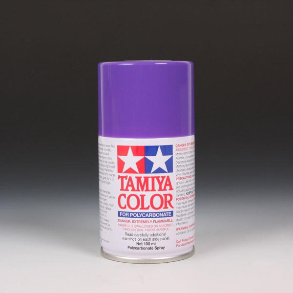 Tamiya PS-10 Purple Spray Paint 100ml bottle with spray nozzle, ideal for model painting and hobby projects.