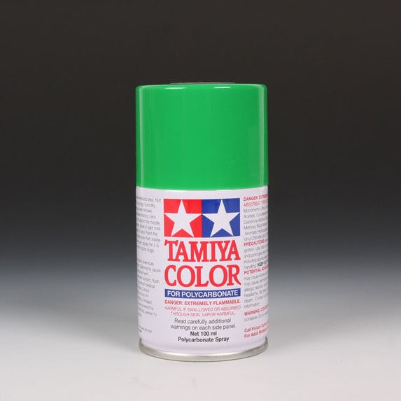Tamiya PS-21 Park Green spray paint in a 100ml can, ideal for model painting and hobby projects.