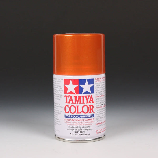 Tamiya PS-61 Metallic Orange spray paint can, 100ml, with metallic orange finish and spray nozzle visible.