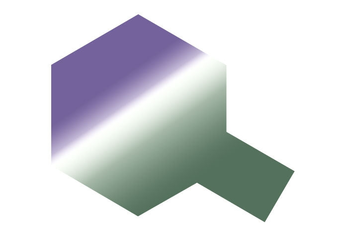 Tamiya PS-46 purple and green iridescent spray paint can, 100ml, showing the colorful, reflective finish of the aerosol spray.