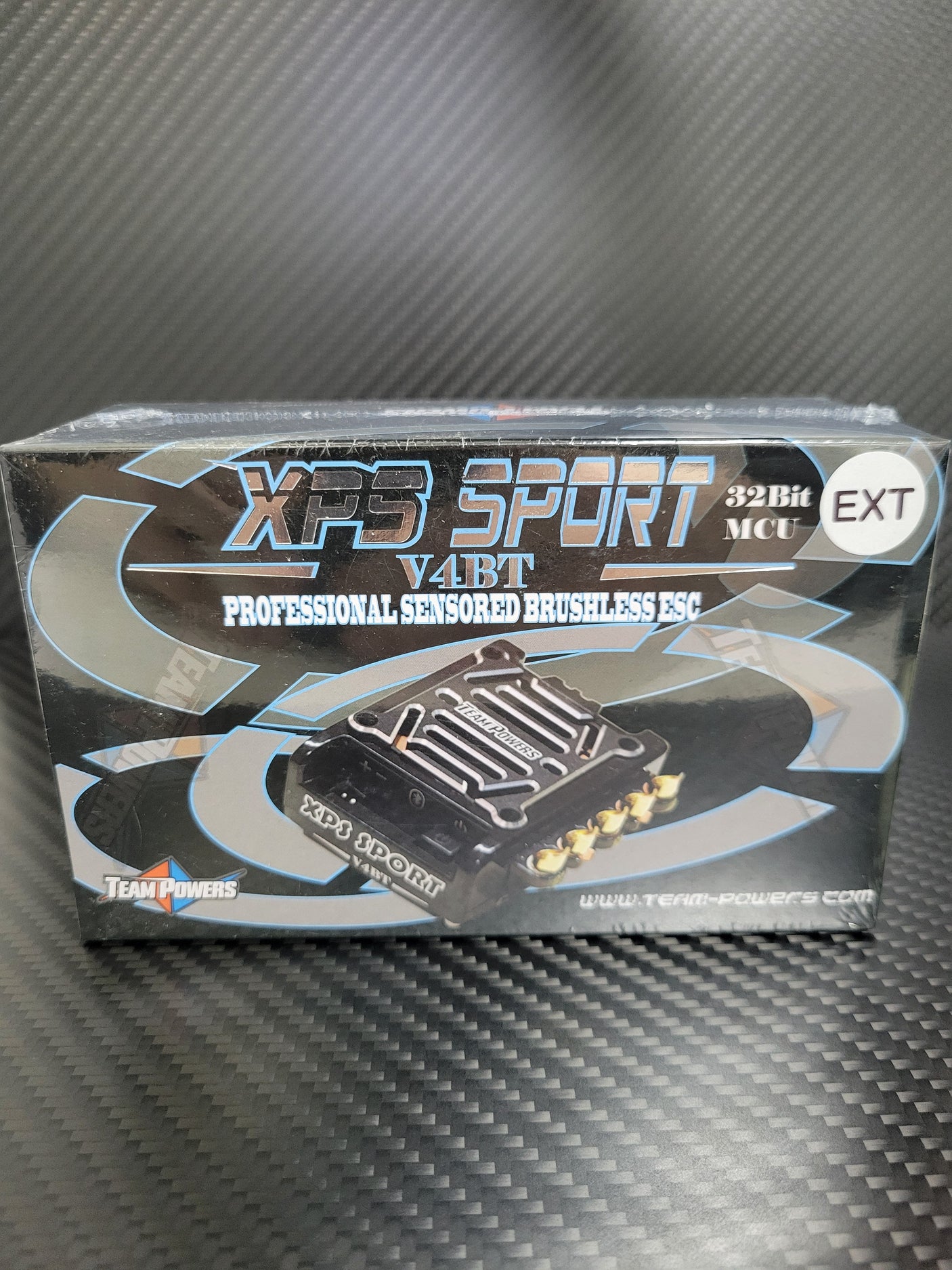 Team Powers XPS Sport V4BT 110A RC car ESC with digital display and cooling fan for high-performance remote control vehicle control