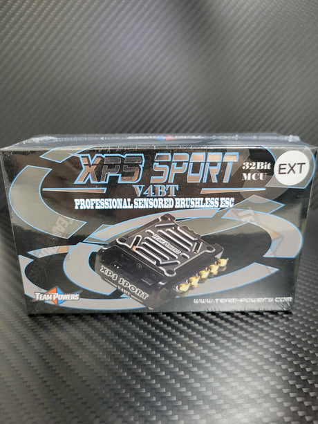 Team Powers XPS Sport V4BT 110A RC car ESC with digital display and cooling fan for high-performance remote control vehicle control