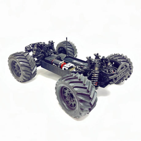Tekno MT410 2.0 Pro 1/10 electric 4x4 monster truck kit with detailed chassis and off-road tires, ready for rugged terrain.