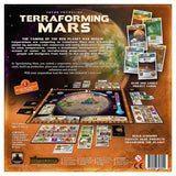 Back of Terraforming Mars board game by Stronghold Games showing the game setup and artwork on the reverse side.