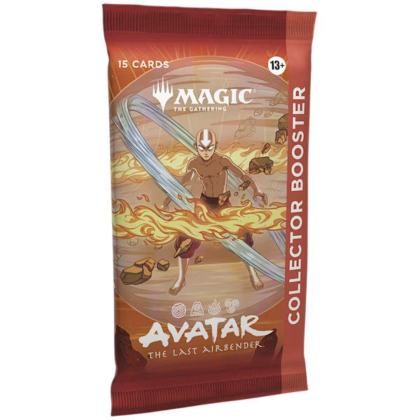 Avatar The Last Airbender Collector Booster Pack by Wizards of the Coast featuring colorful artwork and branding on the booster pack.
