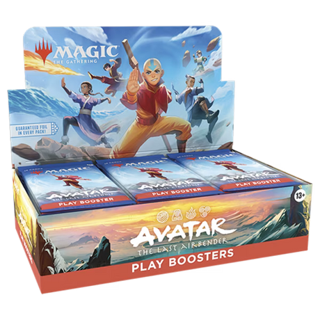 MTG Avatar The Last Airbender Play Booster by Wizards of the Coast featuring colorful cards and character artwork from the series.