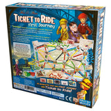 Board game Ticket to Ride: First Journey by Days of Wonder with colorful game pieces and illustrated map for family fun.