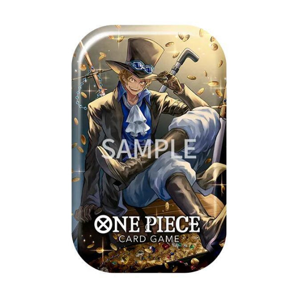 Bandai One Piece TCG Tin Pack Set Vol. 2 featuring Sabo collectible card and packaging with vibrant artwork.