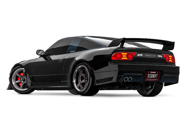Traxxas 4-Tec Drift Nissan 240SX remote control car on display, showcasing detailed body and drift-ready features.
