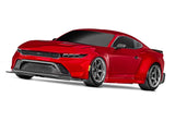 Red Traxxas 4-Tec Drift Ford Mustang radio-controlled car shown from a front angle.