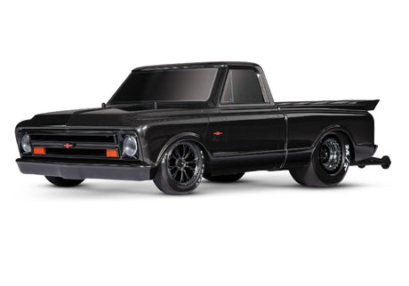 Black Traxxas Drag Slash C10 HD RC truck with detailed exterior and rugged design for high-performance drag racing.