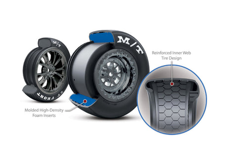 Traxxas Drag Slash C10 HD RC truck with close-up of off-road tires and detailed body in a racing stance.
