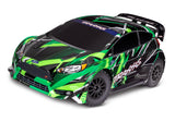 Traxxas Ford Fiesta ST Rally VXL remote control car, detailed scale model with rally car design and vibrant colors.