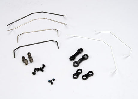 Traxxas Jato sway bar kit with black metal sway bars and mounting hardware for improved handling and stability.