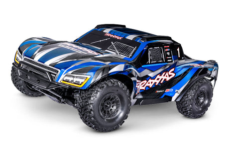 Traxxas Maxx Slash 6s RC truck with large tires and sleek body, ready for off-road racing and high-speed performance.