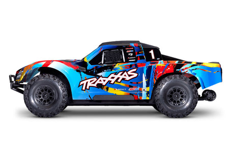 Traxxas Maxx Slash 6s RC truck with rugged tires and sleek body, ready for high-speed off-road racing.