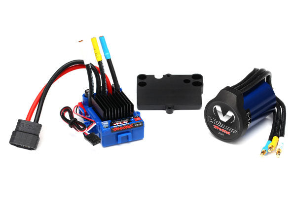 Traxxas Velineon VXL-3s brushless power system for RC cars, featuring compact motor and electronic components.
