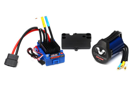 Traxxas Velineon VXL-3s brushless power system for RC cars, featuring compact motor and electronic components.