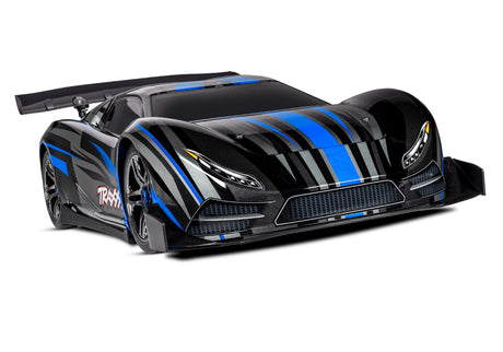 Traxxas XO-1 AWD supercar radio-controlled vehicle with sleek aerodynamic design and detailed exterior in black and red.