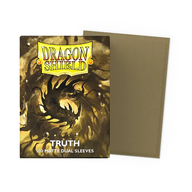 Dragon Shield Truth Dual Matte Standard Sleeves for trading cards, featuring a sleek, matte finish and vibrant artwork design.