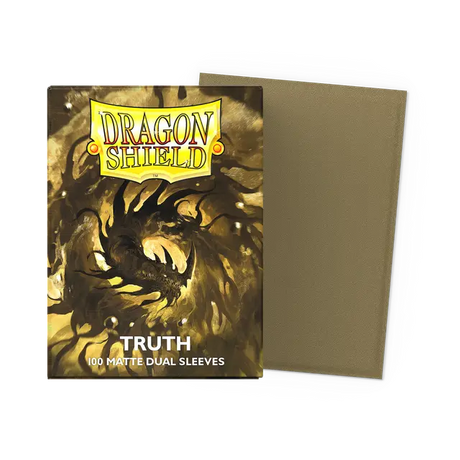 Dragon Shield Truth Dual Matte Standard Sleeves for trading cards, featuring a sleek, matte finish and vibrant artwork design.