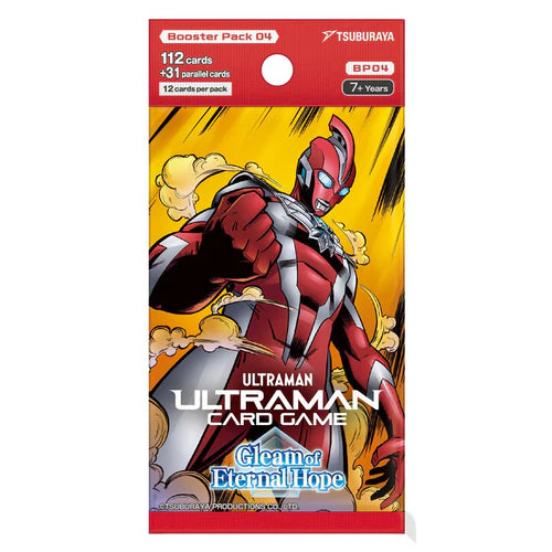 Ultraman TCG Gleam of Eternal Hope Booster Pack collectible trading cards by Tsuburaya, featuring vibrant card artwork.
