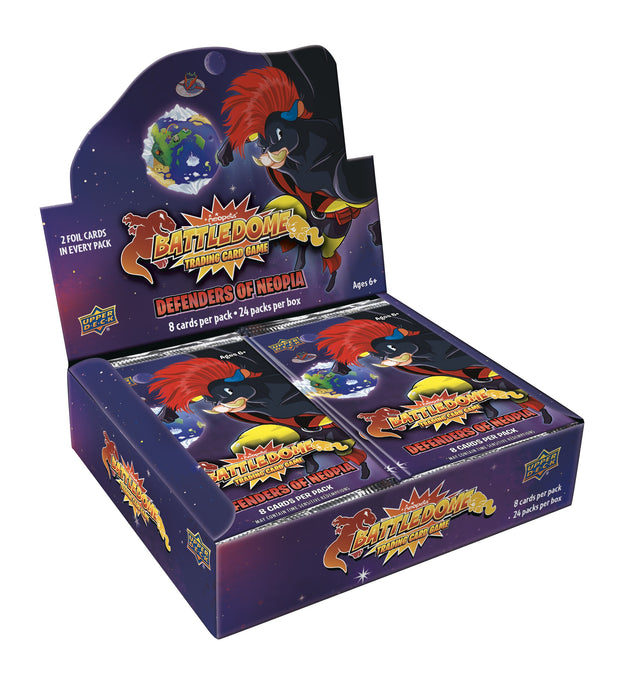 Upper Deck Neopets Battledome TCG Defenders of Neopia booster box with colorful packaging and artwork on the front.