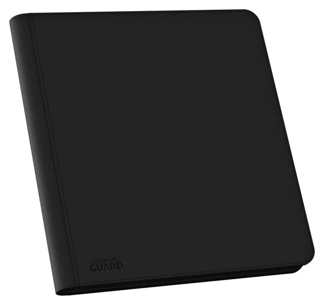Ultimate Guard 12-Pocket Quadrow Zipfolio Xenoskin card storage wallet with clear plastic pockets for trading cards.