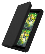 Ultimate Guard Zipfolio 160 8-Pocket Xenoskin card storage portfolio with black Xenoskin exterior and clear interior pockets.