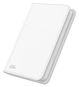 Ultimate Guard Zipfolio 160 8-Pocket Xenoskin card holder with black exterior and clear pockets for storing trading cards.