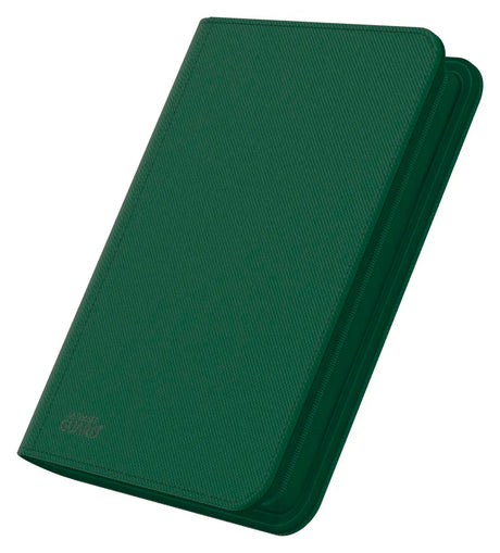 Ultimate Guard Zipfolio 160 8-Pocket Xenoskin card storage binder with black exterior and visible card pages inside.