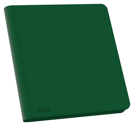 Ultimate Guard 12-Pocket Quadrow Zipfolio Xenoskin card storage case with transparent pockets and black Xenoskin cover.