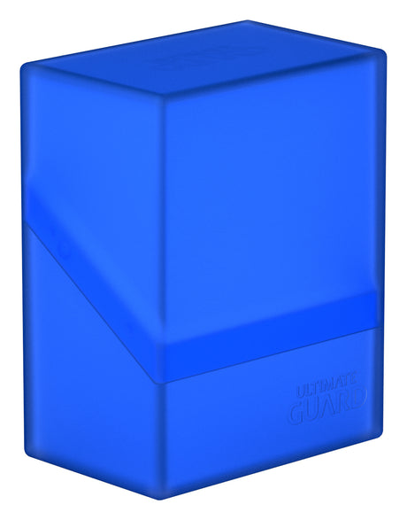 Ultimate Guard Boulder 60+ Sapphire card deck case showing its sturdy exterior and secure closure for collectible card storage.