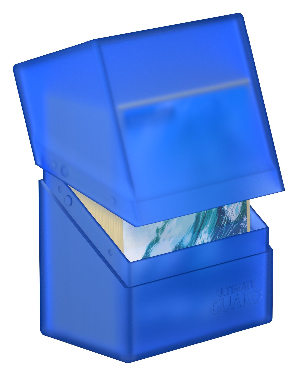Ultimate Guard Deck Case Boulder 60+ Sapphire for storing and protecting trading cards, featuring a durable blue design.
