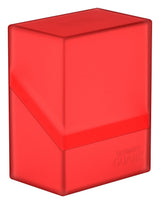Ultimate Guard Deck Case Boulder 60+ Ruby for card storage, featuring durable red exterior and secure lid for collectible cards.