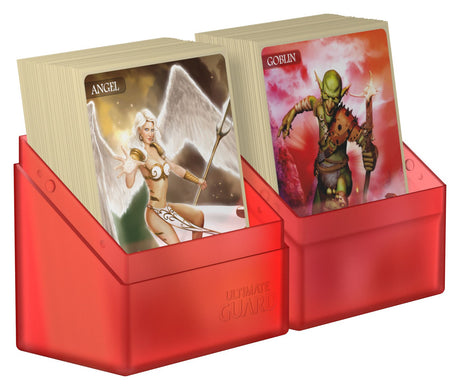 Ultimate Guard Deck Case Boulder 60+ Ruby for card storage, featuring durable design and vibrant red color.