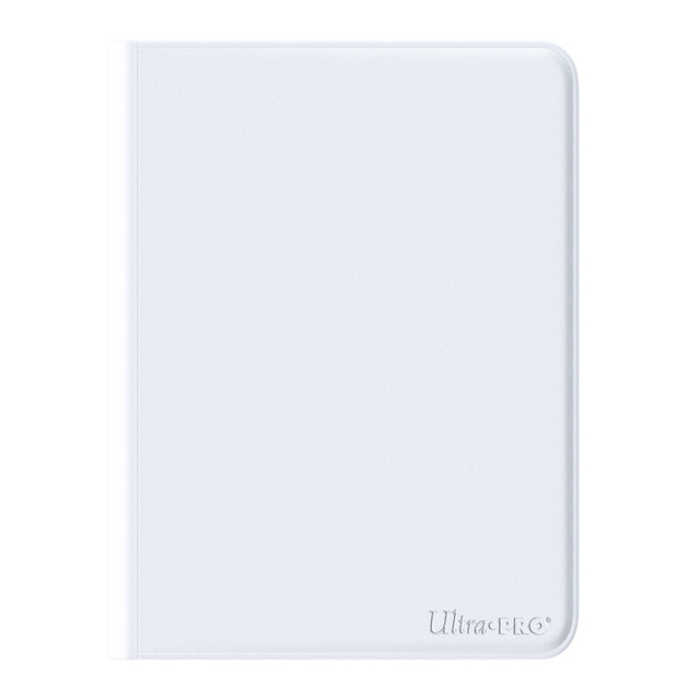 Ultra Pro zippered PRO binder with 9 clear pockets in vivid white, ideal for organizing trading cards or collectibles.