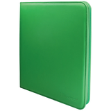 Ultra Pro Vivid 12-Pocket Pro Zippered Binder showing the black exterior, zipper closure, and transparent pockets for collectible cards.