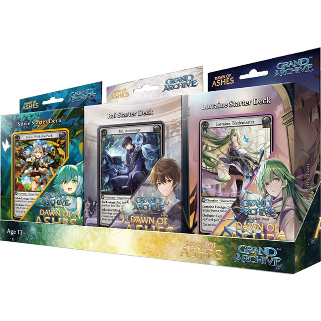 Weebs of the Shore Grand Archive TCG Alter Edition starter deck with colorful cards arranged in a fan display.