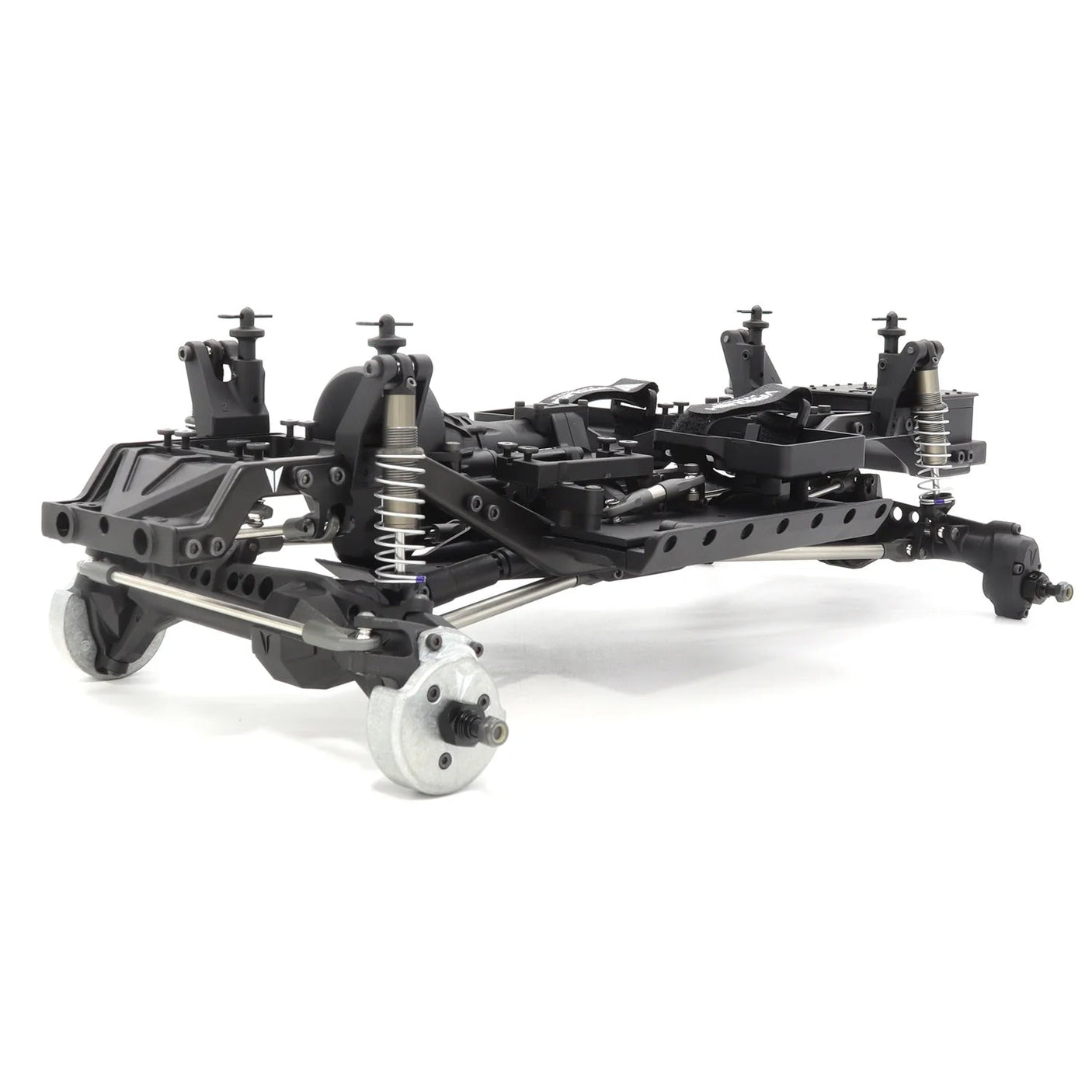 Vanquish VS4-10 Builders Kit featuring portal axles, with components displayed for custom RC truck building.