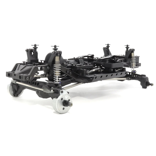 Vanquish VS4-10 Builders Kit featuring portal axles, with components displayed for custom RC truck building.