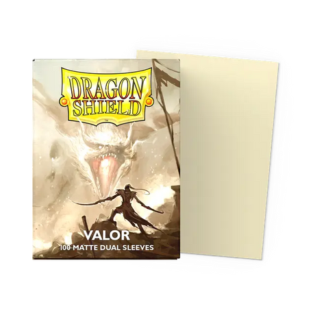 Dragon Shield Valor dual matte standard card sleeves, clear protective game card sleeves for trading and playing cards.